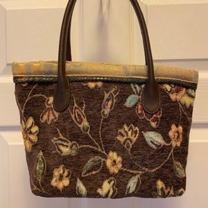 Brown Floral Tapestry type Handbag
